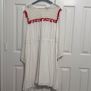 Eloquii White Lace Dress with Red Accents